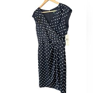 Lauren NWT Ralph Lauren Sz.10 polka dot navy dress. Classic and timeless!